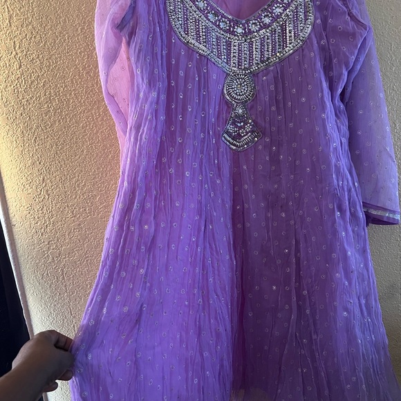Purple Embellished Indian sequined design Dress with sparkles all over - Picture 4 of 6